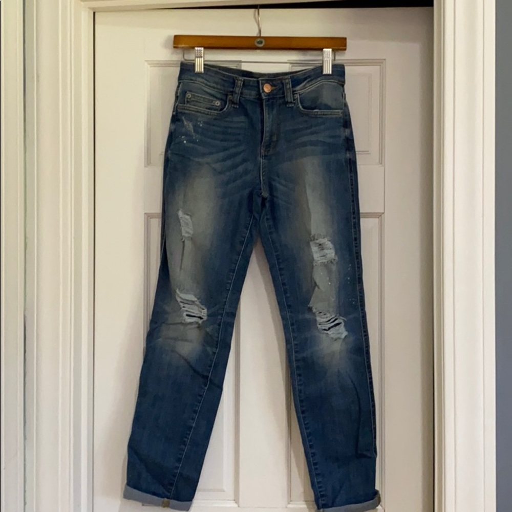 Distressed girlfriend jeans